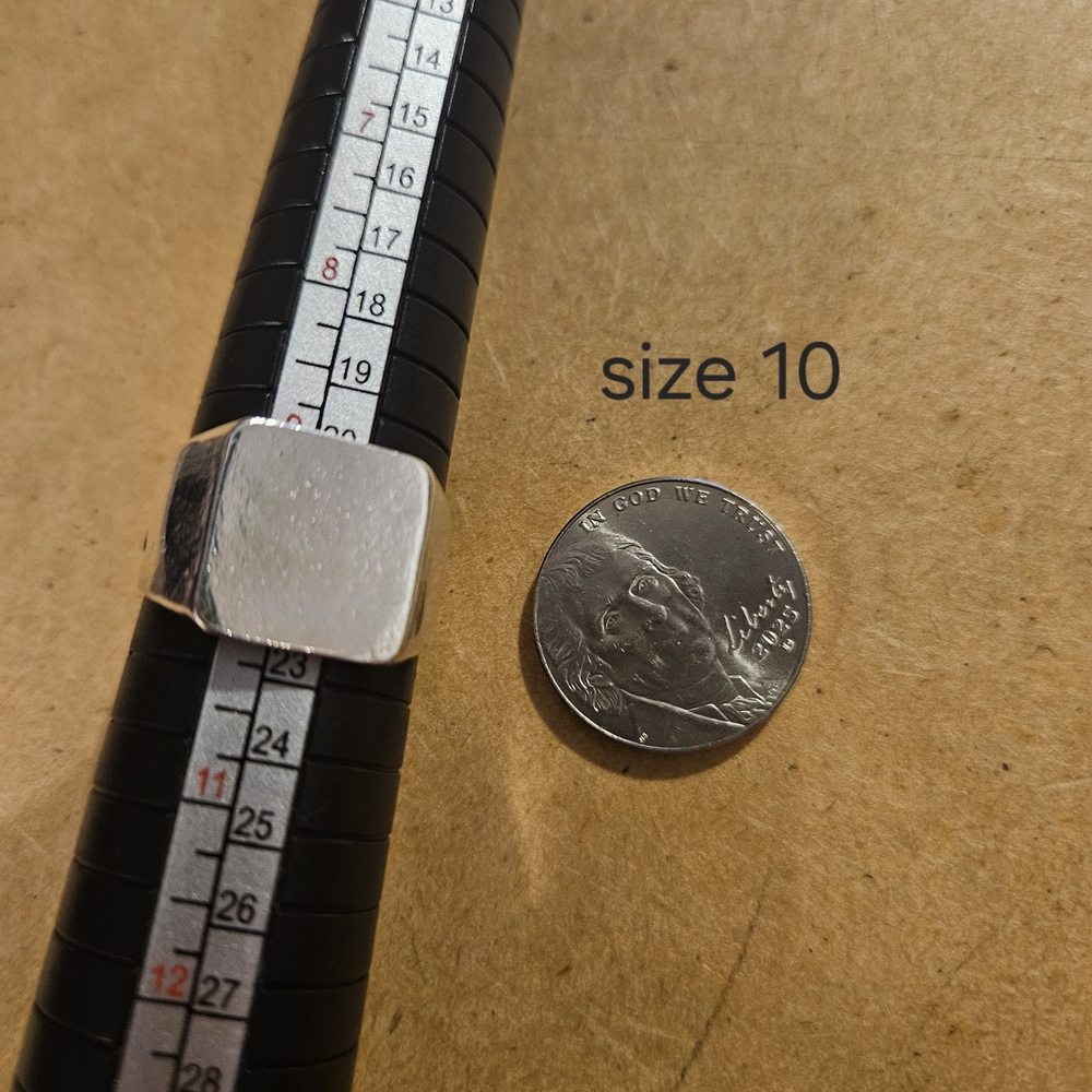 Men's Sterling Silver Square Signet Ring - Silver Tone, Size 10